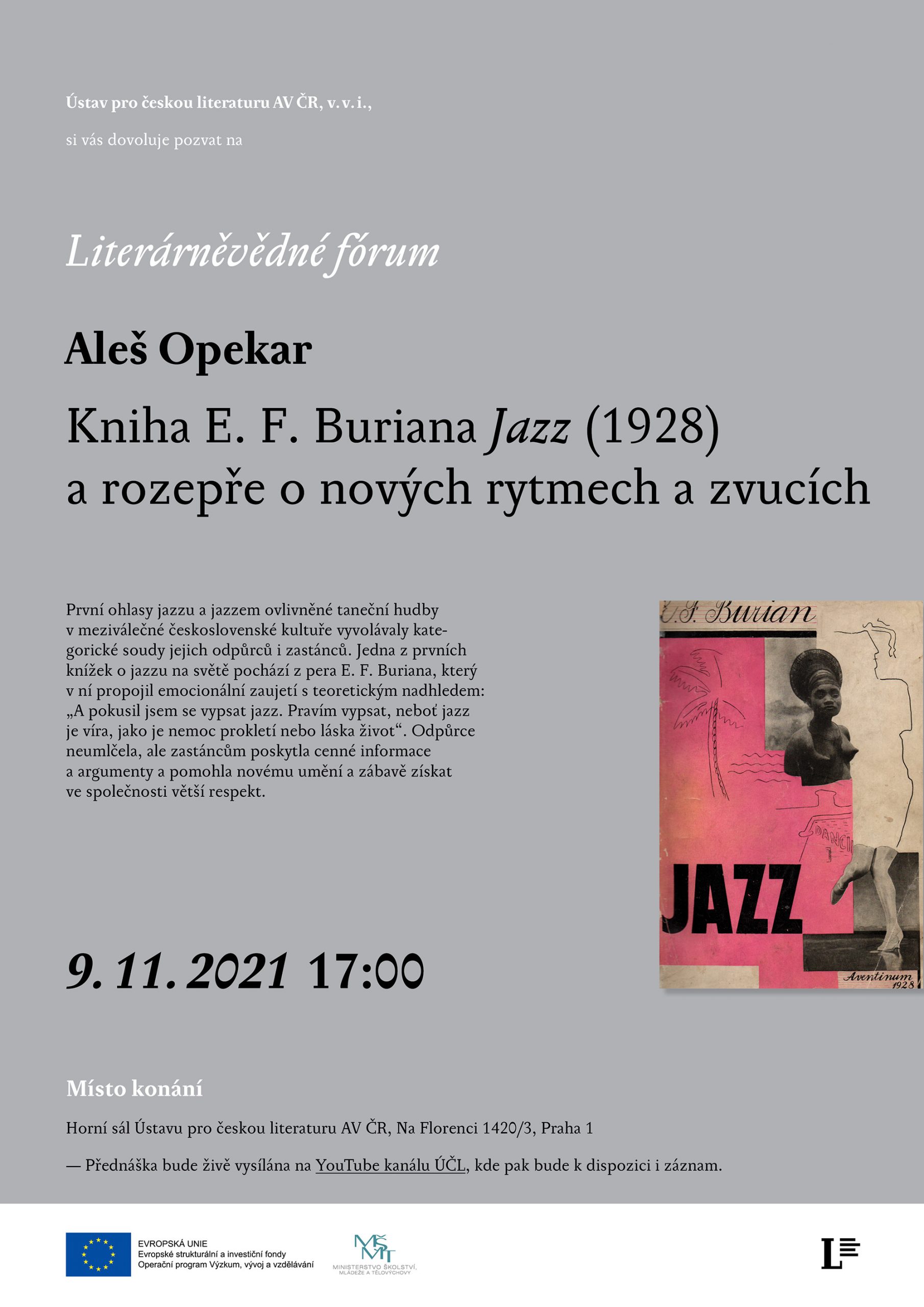 LVF 9. 11. 2021, Aleš Opekar: Kniha E. F. Buriana Jazz