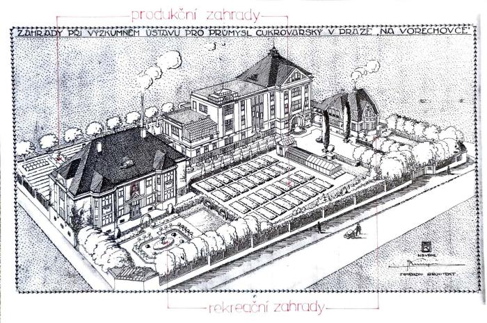 Na pozemku o rozloze přes 7000 m2  vznikly čtyři domy (dnešní A–D) zaujímající pětinu této plochy, největší o půdorysném rozměru 41 x 41 metrů s desítkami laboratoří.