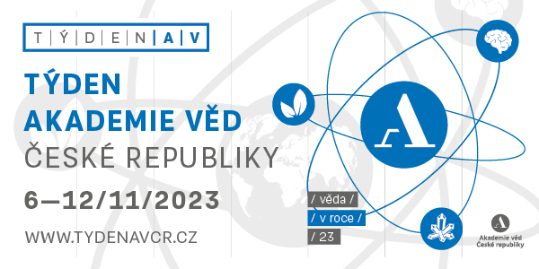 Grafický banner - Týden akademie věd České republiky, 6.-12.11.2023, věda v roce 2023, www.tydenavcr.cz