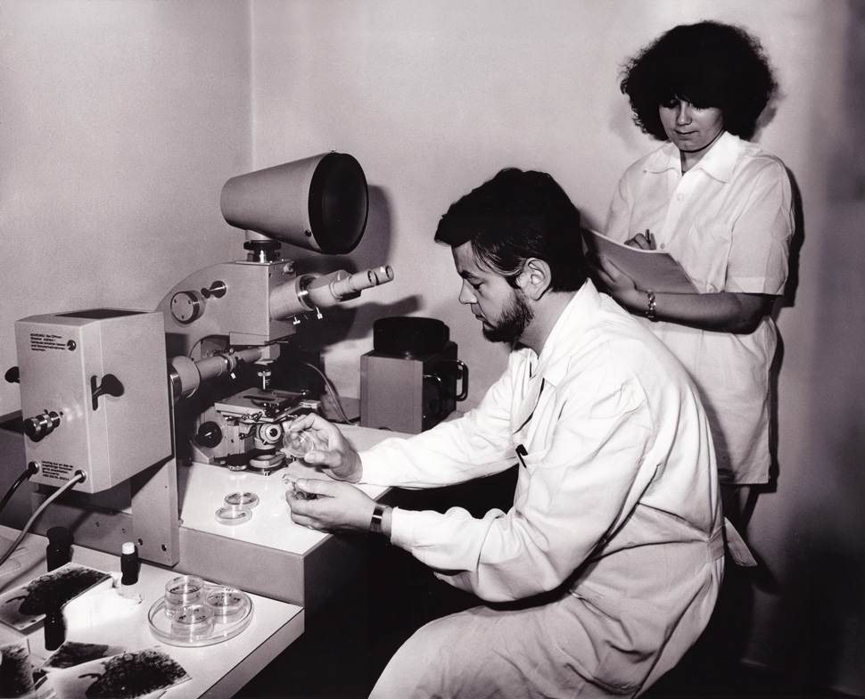 Obr. 1 – V IMG u mikroskopu Zeiss Jena (1975)