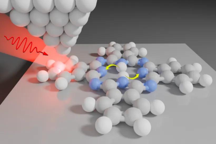 Tautomerizace molekuly ftalocyaninu je řízena lokálním osvitem pomocí atomárně ostrého hrotu.