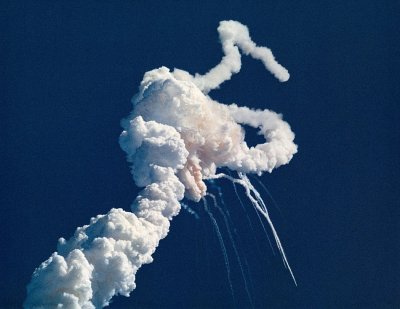 Výbuch raketoplánu Challenger 73 sekund po startu. Autor: NASA.
