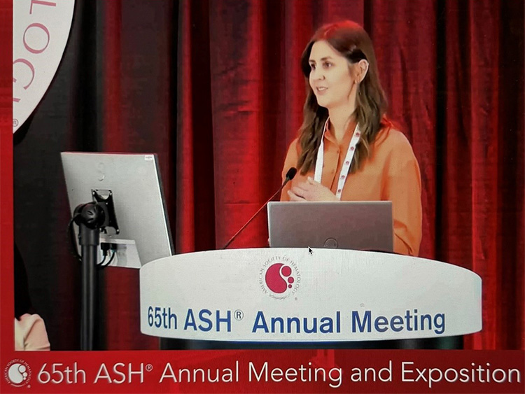 Karolina presenting her PhD project at American Society of Hematology (ASH) conference 2023