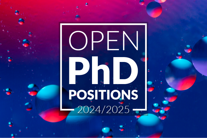 Grafický banner náboru Ph.D. studentů s anglickým textem - Open PhD Positions 2024/2025