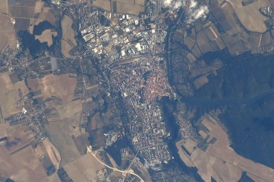 Znojmo z paluby ISS (foto Andrew Feustel/NASA, © Do kosmu s Krtkem 2018)