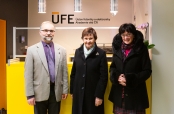 President of the Czech Academy of Sciences Eva Zažímalová visited ÚFE (on the picture from the left - Director of ÚFE Pavel Peterka, Vice-President of the CAS Ilona Müllerová and President of the CAS Eva Zažímalová)