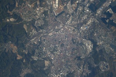 Brno z paluby ISS (foto Andrew Feustel/NASA, © Do kosmu s Krtkem 2018)