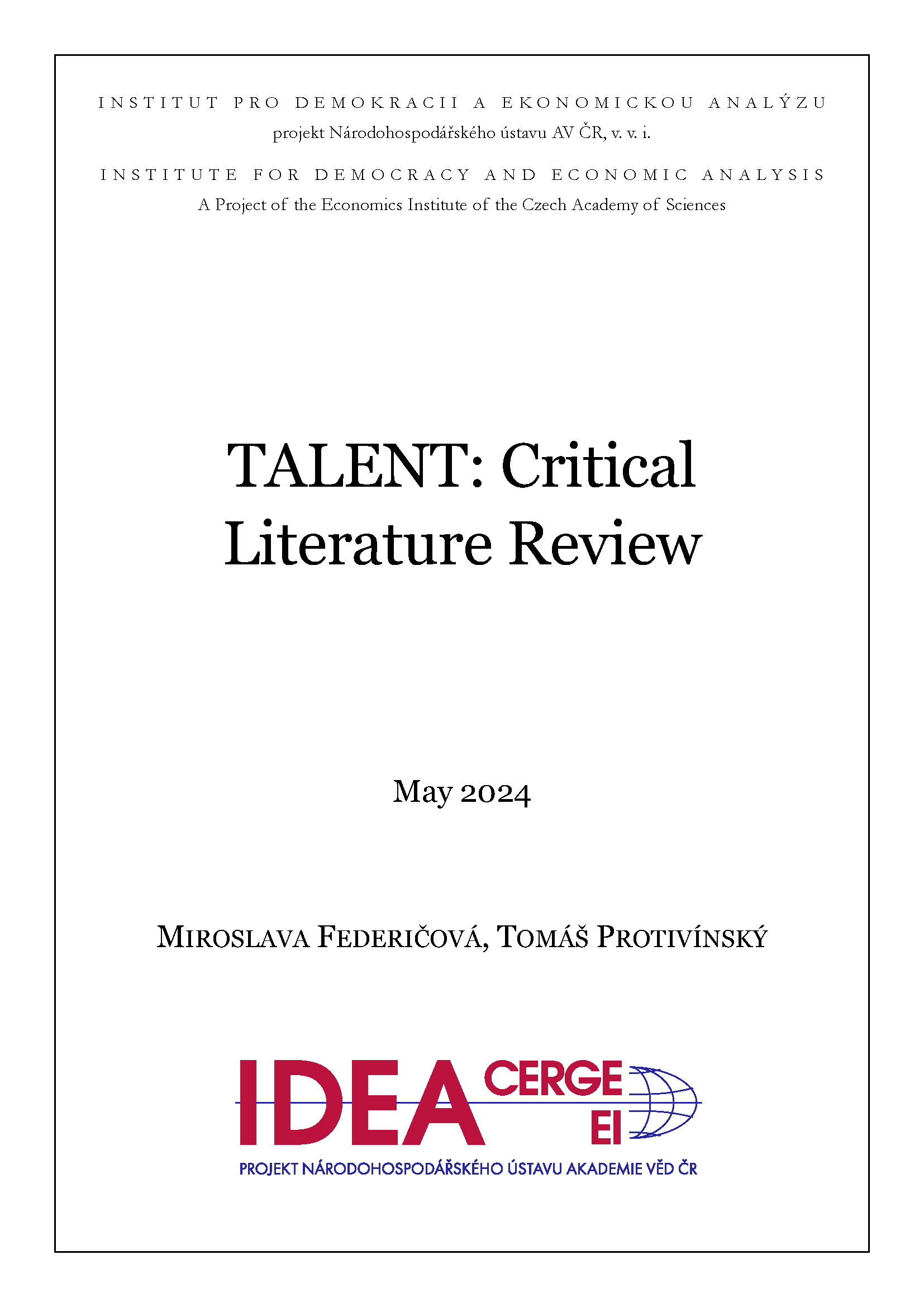 TALENT: Critical Literature Review